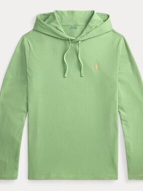 Polo by Ralph Lauren Light Green Hooded Long-Sleeve Tee with Embroidered Pony